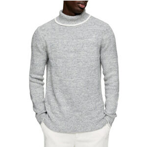 #7 Topman | NWT Tipped Roll Neck Long Sleeve Knit Grey Sweater Size Medium